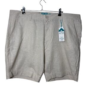 Tenth & Ocean Linen Blend Shorts Men Size 42 Classic Beige Tan Preppy Resort NWT